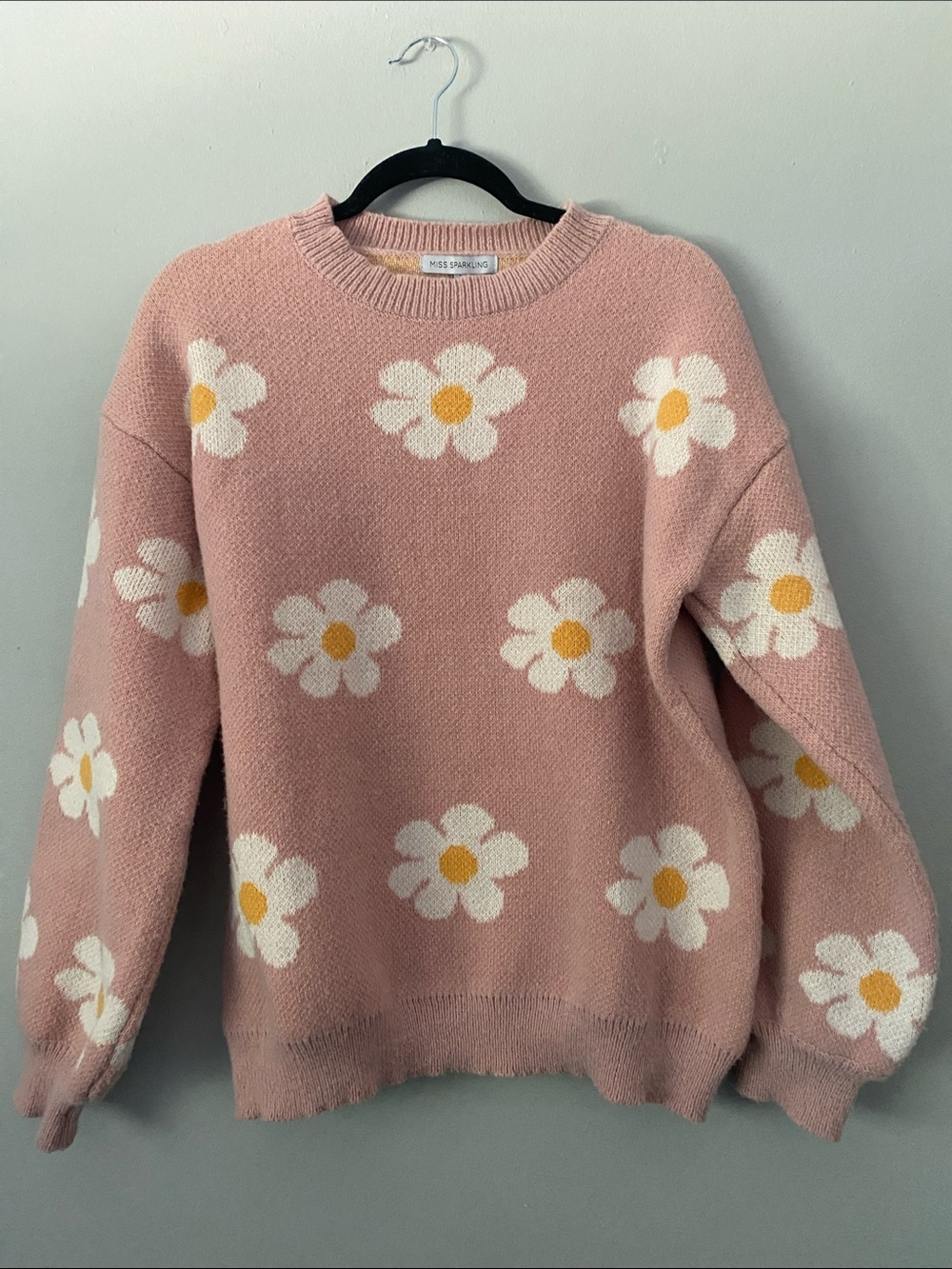 Miss Sparrow Pink Daisy Crewneck Sweater